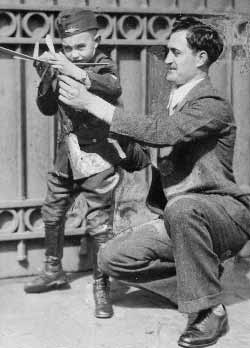 Jim Walker with one of his early American Junior Aircraft models, before balsa wood was popular