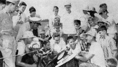 Jim Walker showing an American Junior Fireball U-Control on floats