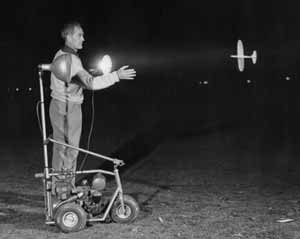 Jim Walker night flying the model 74 glider from American Junior