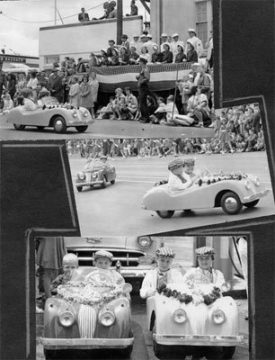 American Junior Jaguar cars in the Rose Festival Parade in Portland Oregon