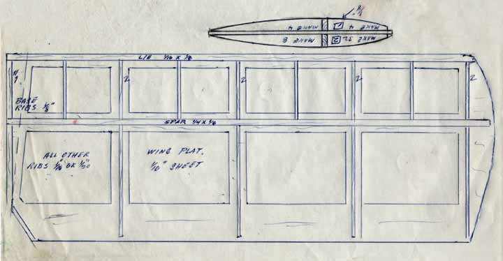 Wing plan for the Firebaby Super Stunt - Billy McDow original drawing